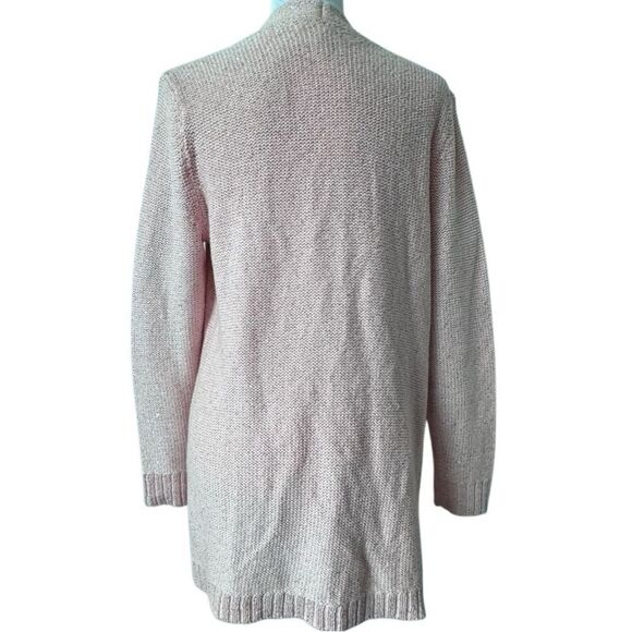 Isaac Mizrahi Live Pink Open Front Cardigan Metallic Pockets Sweater QVC M NEW - Picture 2 of 14